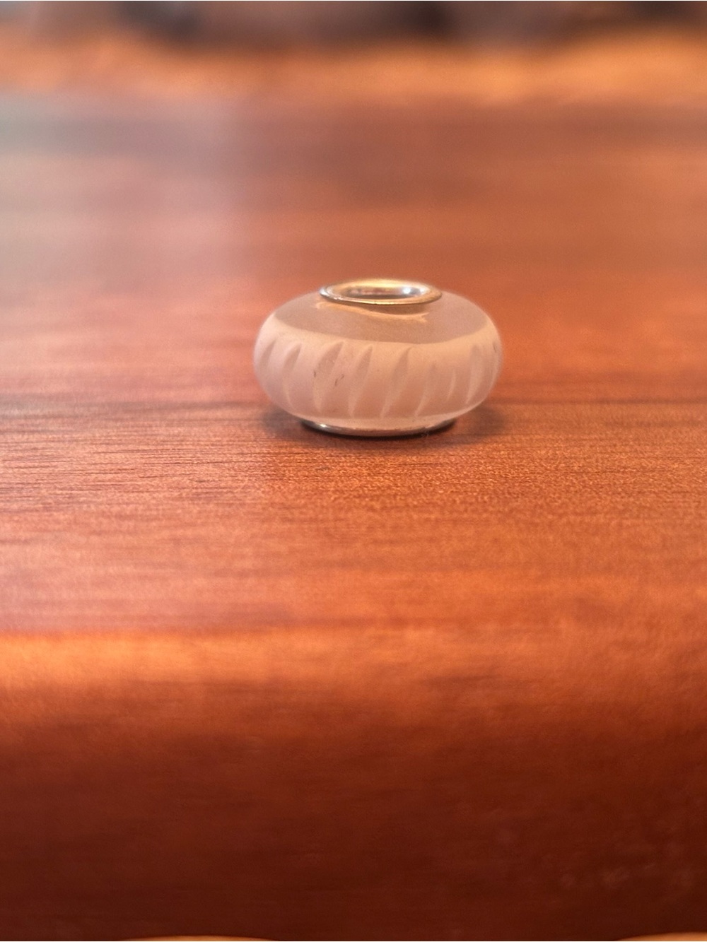 Chamilia Frosted White Glass Bead Charm - Elegant Women’s Jewelry